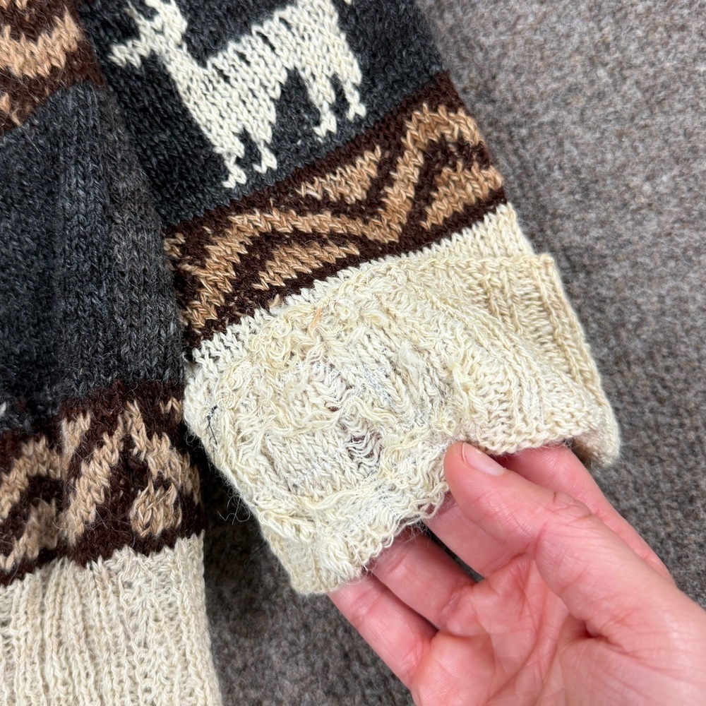 VTG Fotrama Alpaca Wool Cardigan Knit Sweater Women’s L/XL Western Native Retro - Picture 9 of 14